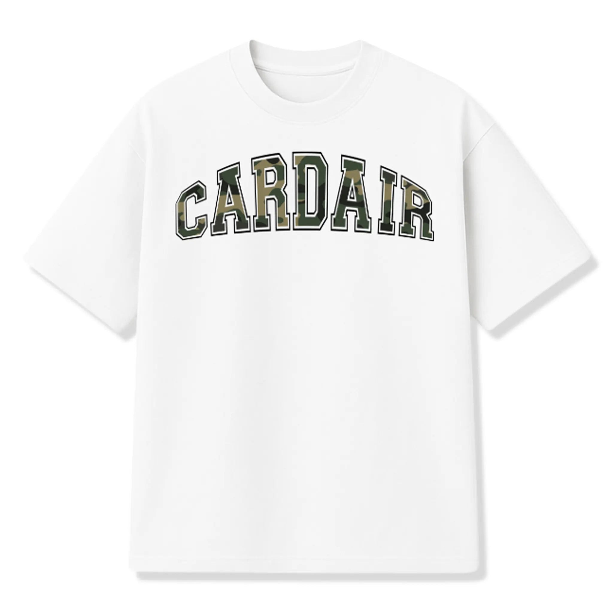 Front View of Cardair Camo White T-Shirt